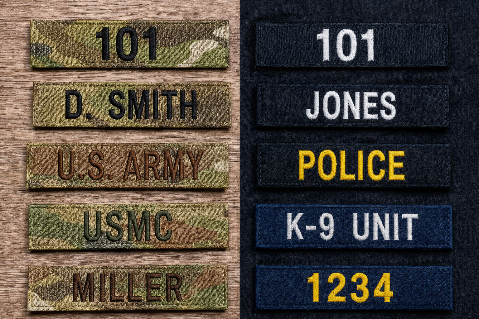 Name Tapes, Military Nametapes, Custom Name Patches, Embroidered Name Tags Camo