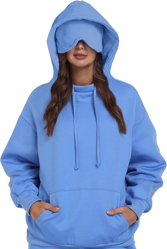 SeSe Code Hoodie with Eye Mask Travel Airplane Unisex Oversized Sweatshirt Sleep