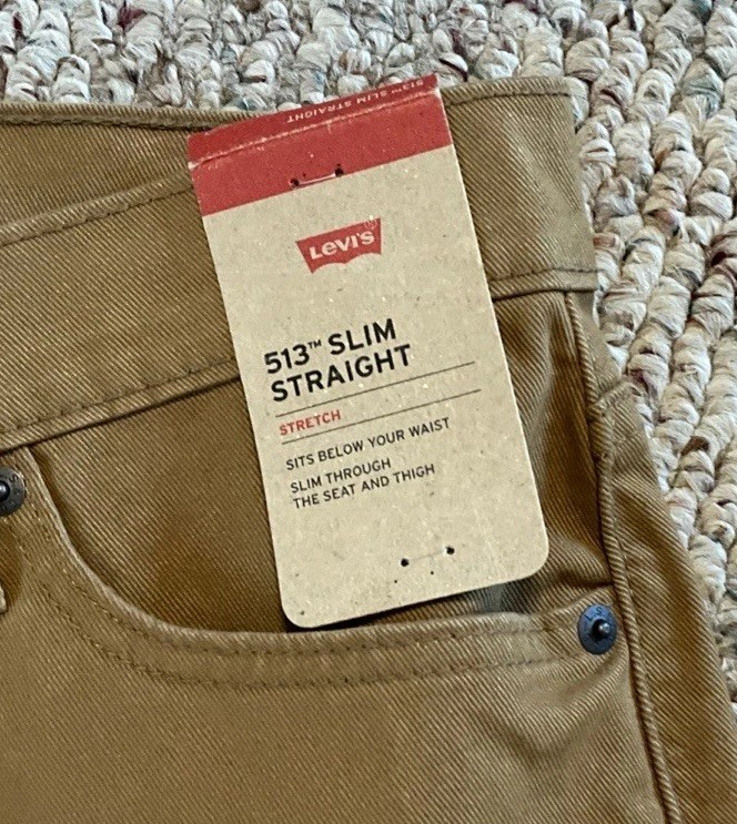 Levi’s 513 Slim Straight Brown Stretch Jeans Men’s Size 32×30