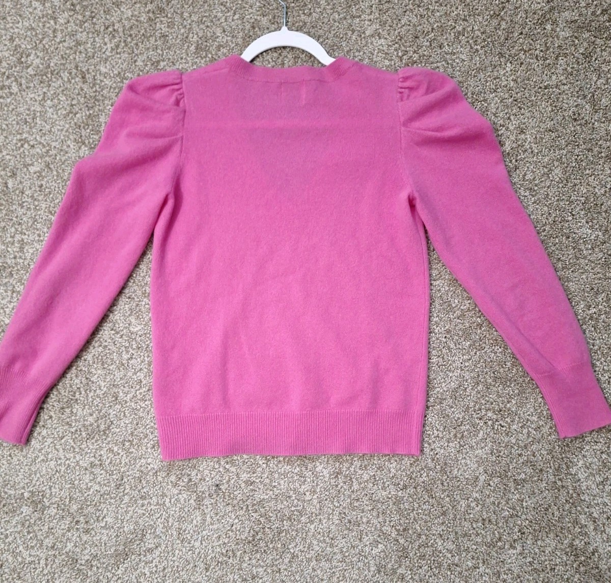 Madeleine Thompson 100% Cashmere Pink Sweater Size S Puffer Shoulder