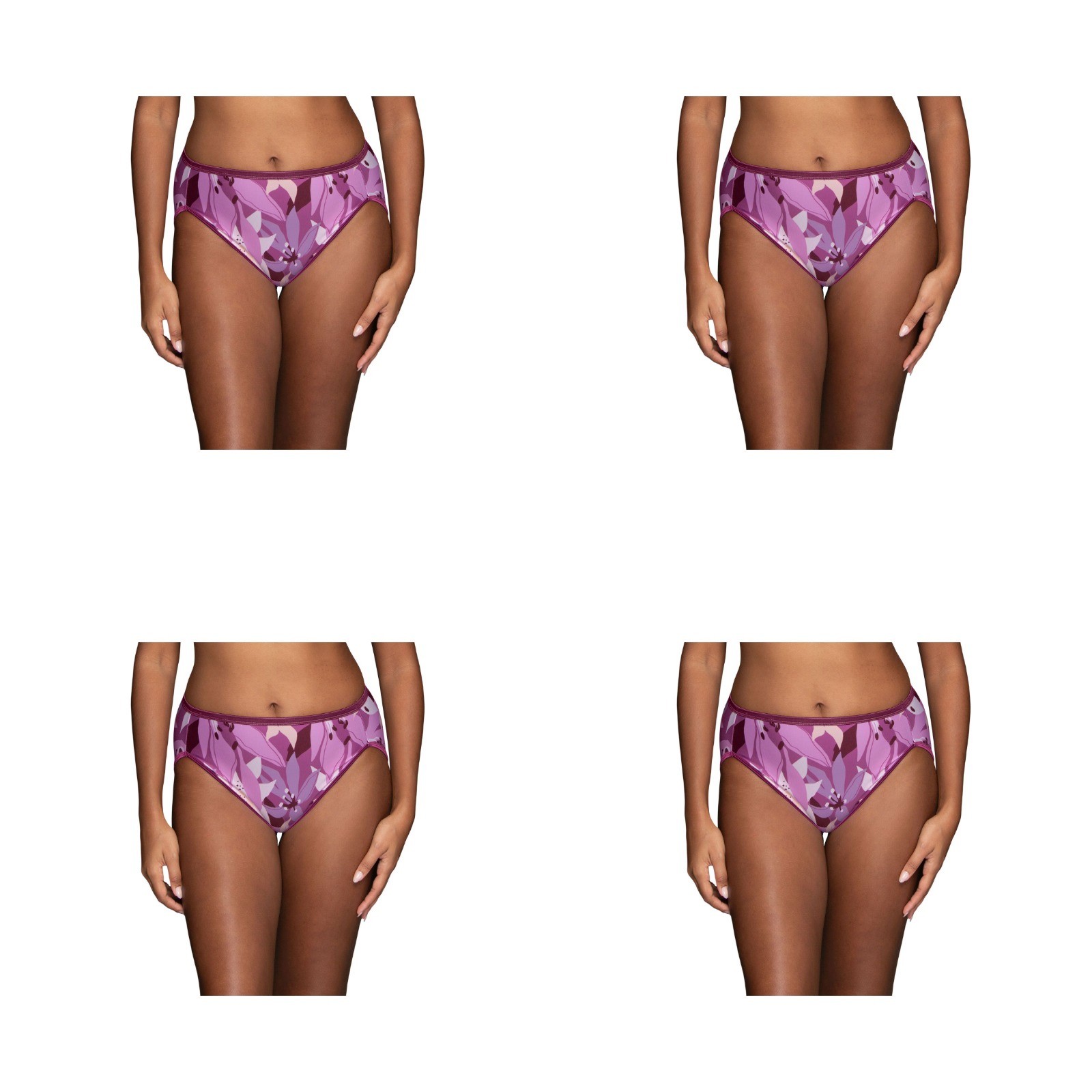 4 Pack Vanity Fair Illumination Hi-Cut Brief 13108 Native Lily Women Sz 7-10 NWT