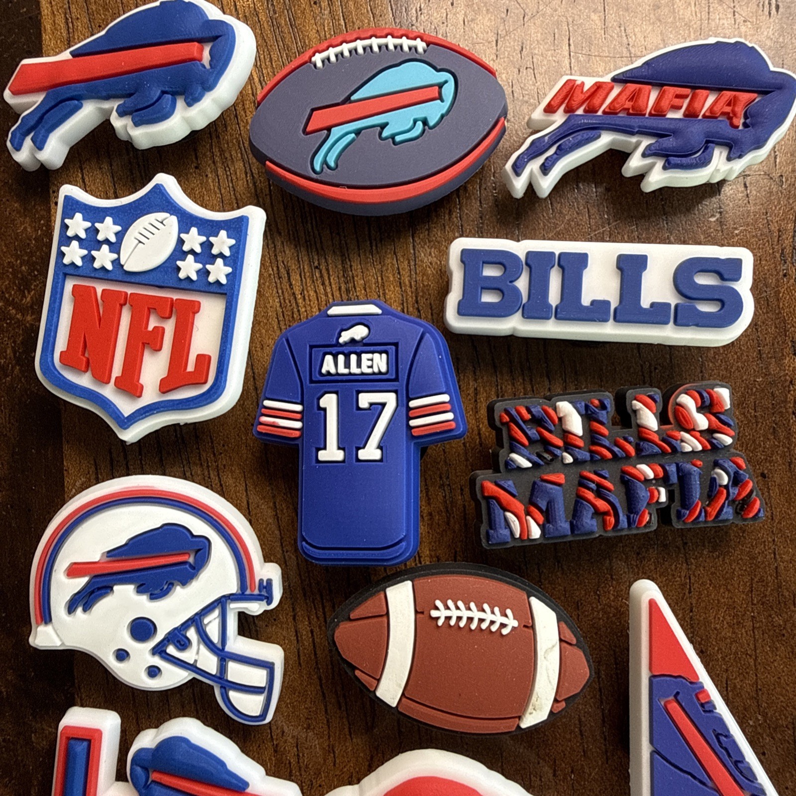 12-Pack Buffalo Bills Shoe Charms Mafia NFL Josh Allen Helmet Fan Charm