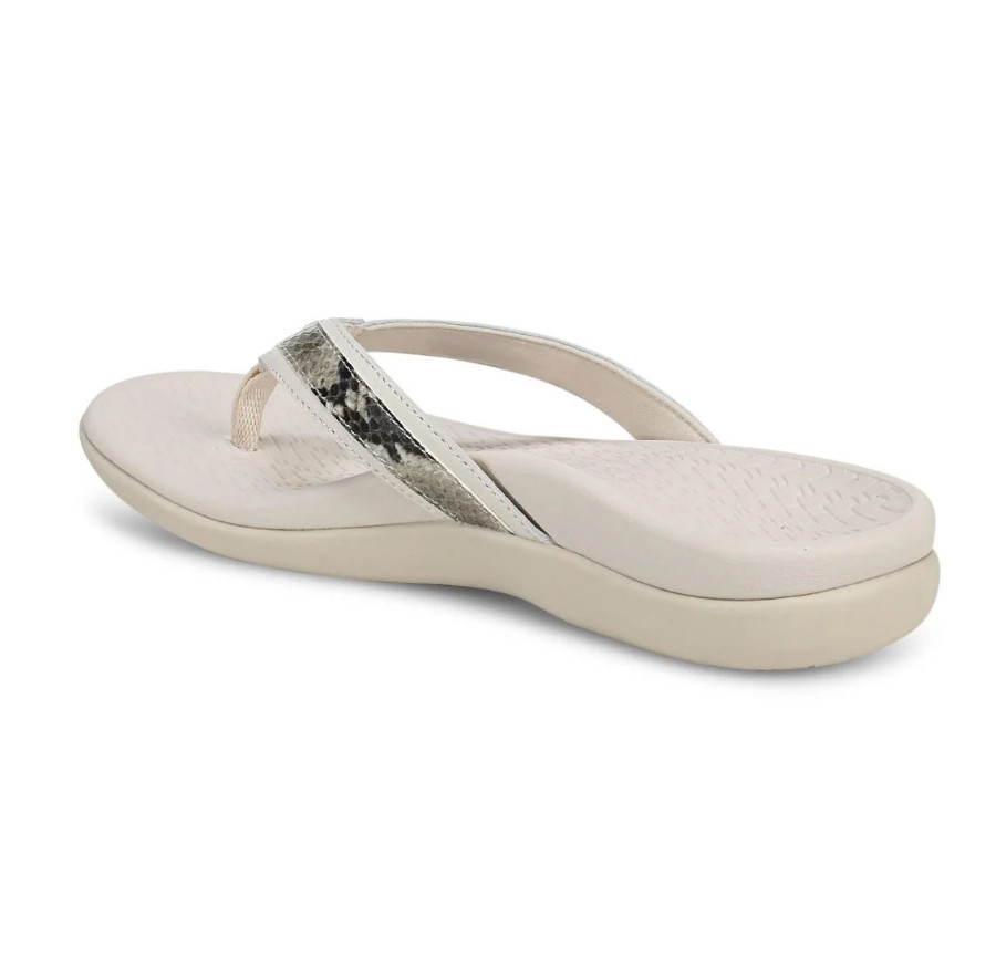 VIONICS Tide 2.0 Toe Post Sandal – Cream Snake Print Leather NEW
