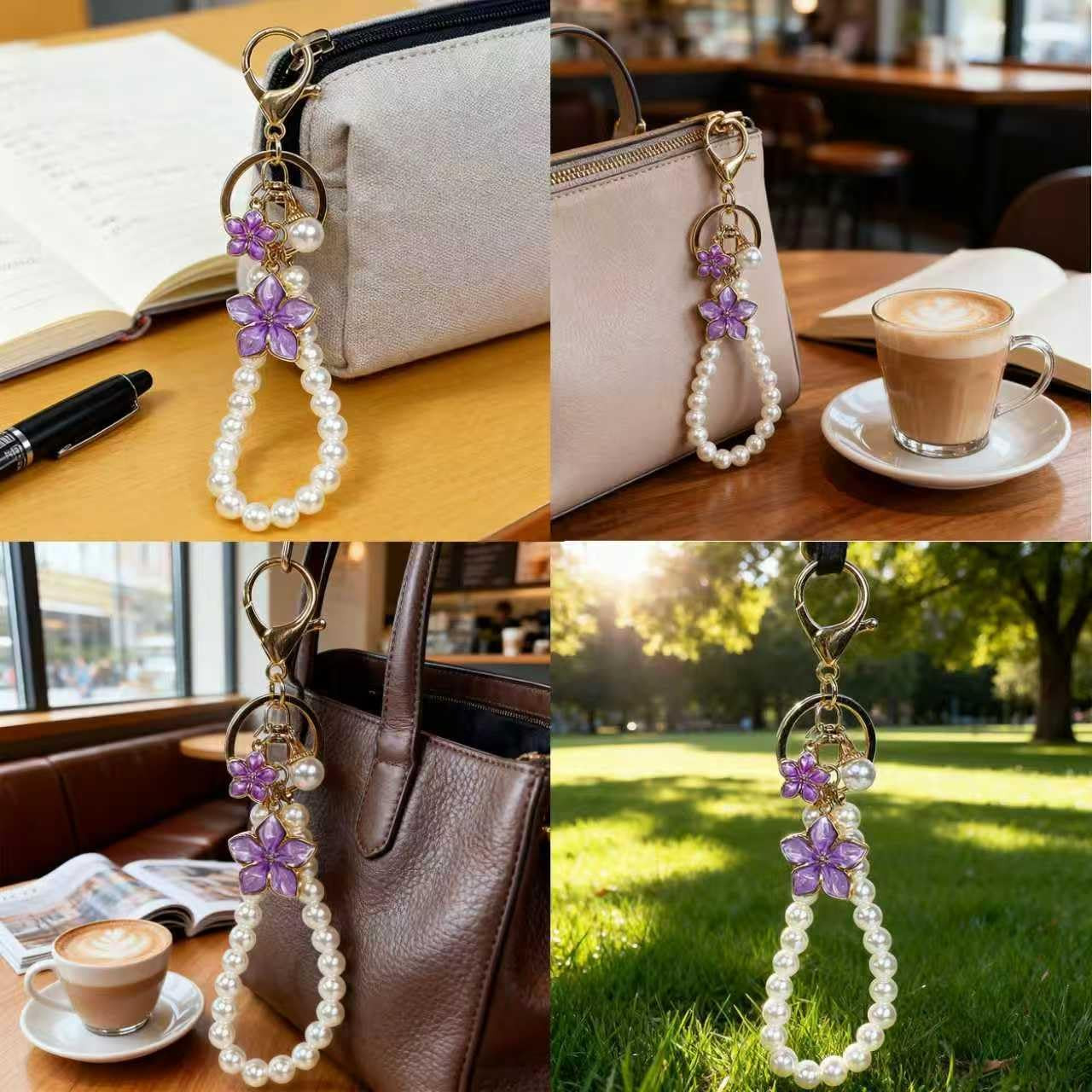 3 Pcs Bag Extender Chain Ribbon Bow Keychain Extender Bag Strap Pearl Purse Chai