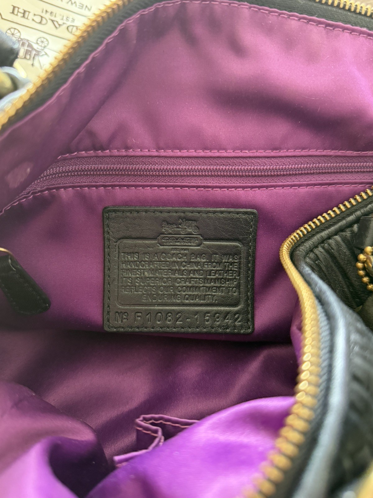 COACH Madison Pleated Leather Purse – Black with Gold-Tone Hardware F1082-15942