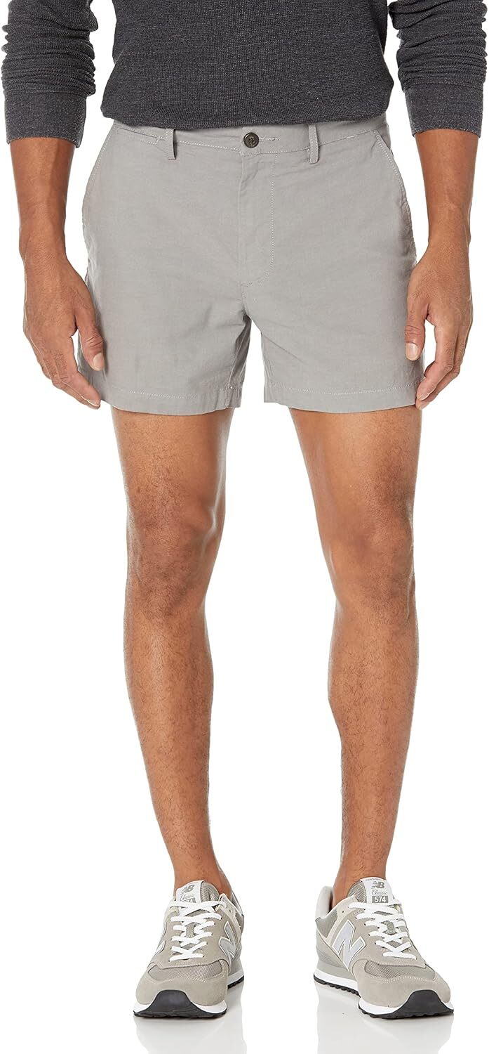Men’s Slim-Fit Oxford Shorts 5-Inch Inseam Lightweight Comfort Stretch Summer