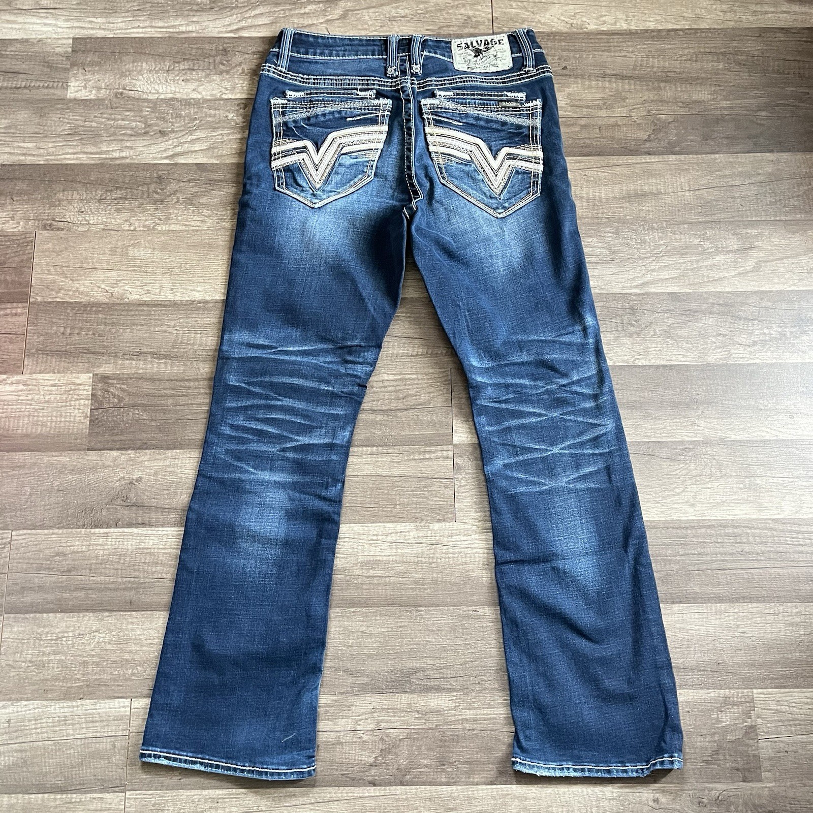 Salvage Riot Boot Athletic Fit Stretch Buckle Jeans Mens 30×30 Dark Blue NWOT