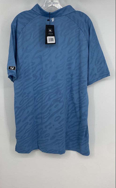 Waggle Mens Blue Short Sleeve Collared Logo Golf Polo Shirt Size XL