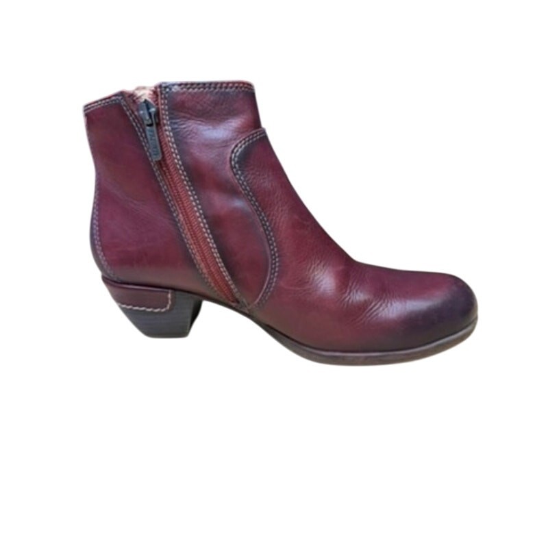 “PIKOLINOS” Women’s Zip Up Ankle Boot Red SZ 37 (7) Soft Leather 1 3/4 Heel