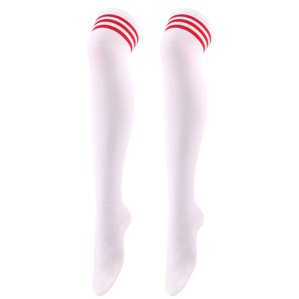Women Knit Cable Long Stripe Socks High School Girl Over Knee Thigh Stocking