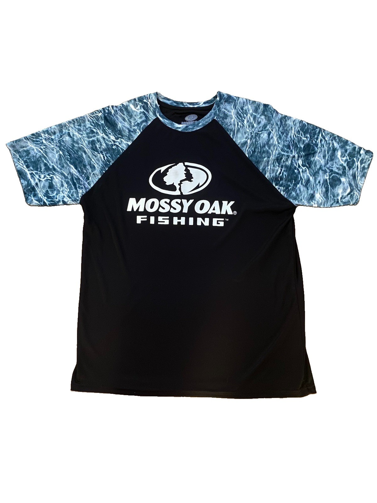 MOSSY OAK Fishing Logo Short Sleeve Rashguard Fishing Shirt Size XL