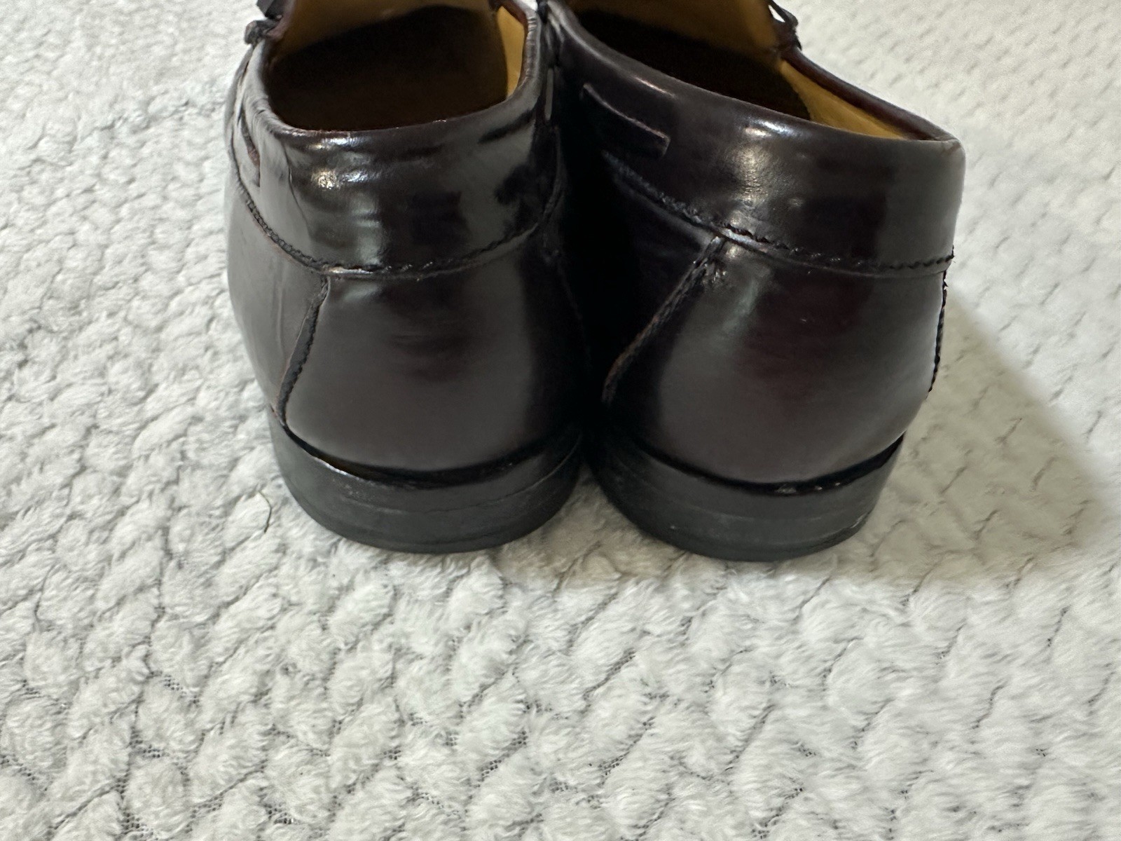 Cole Haan Kiltie Tassel Bow Leather Men Shoes,Loafers Burgandy Size 11.5D C02692