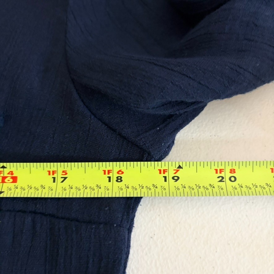 B Wear Shirt Women’s XL Blue Navy Button Up Sheer Pocket 3/4 Sleeve Casual Top