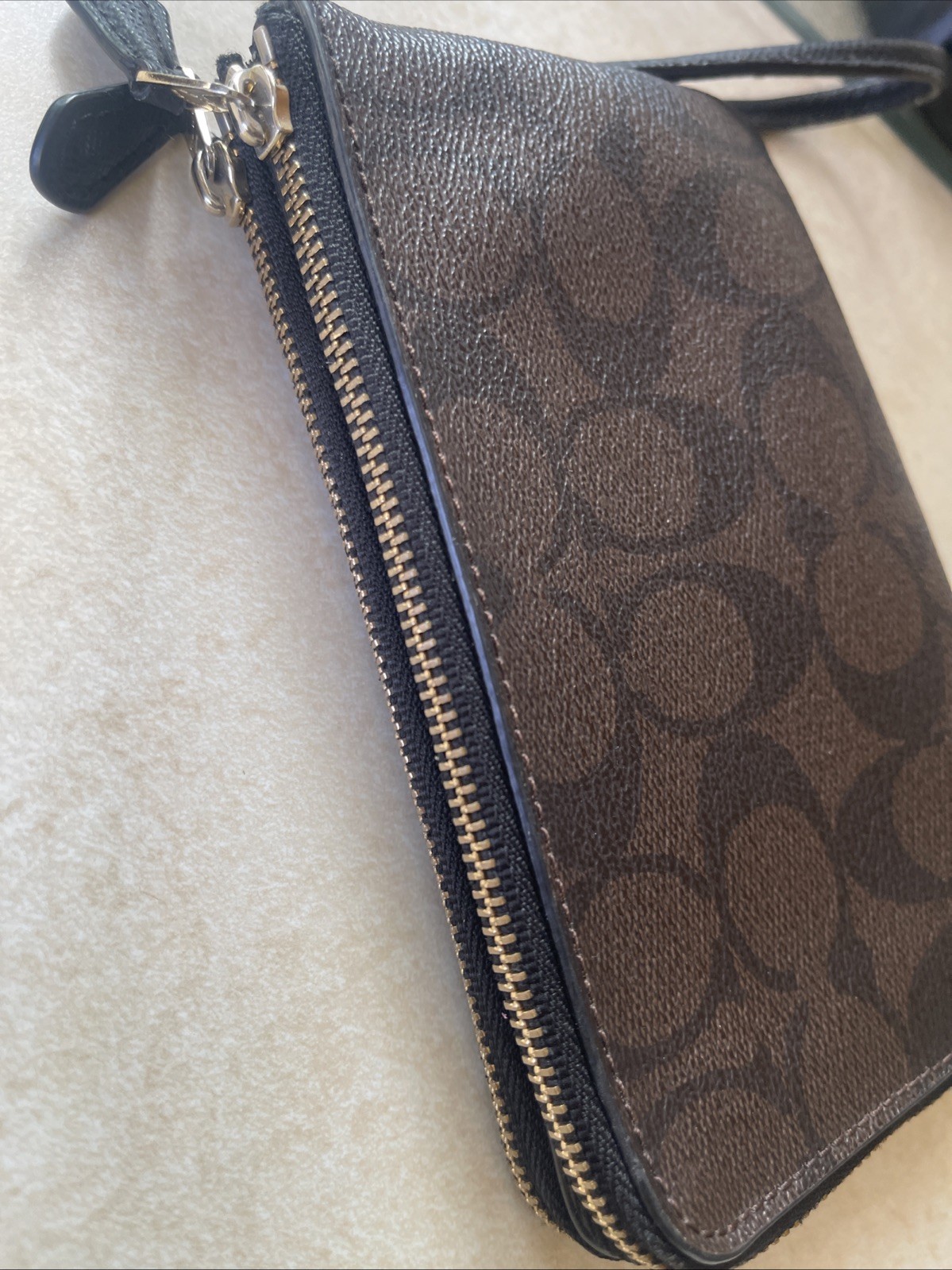 Coach Signature Double Zippered Wristlet