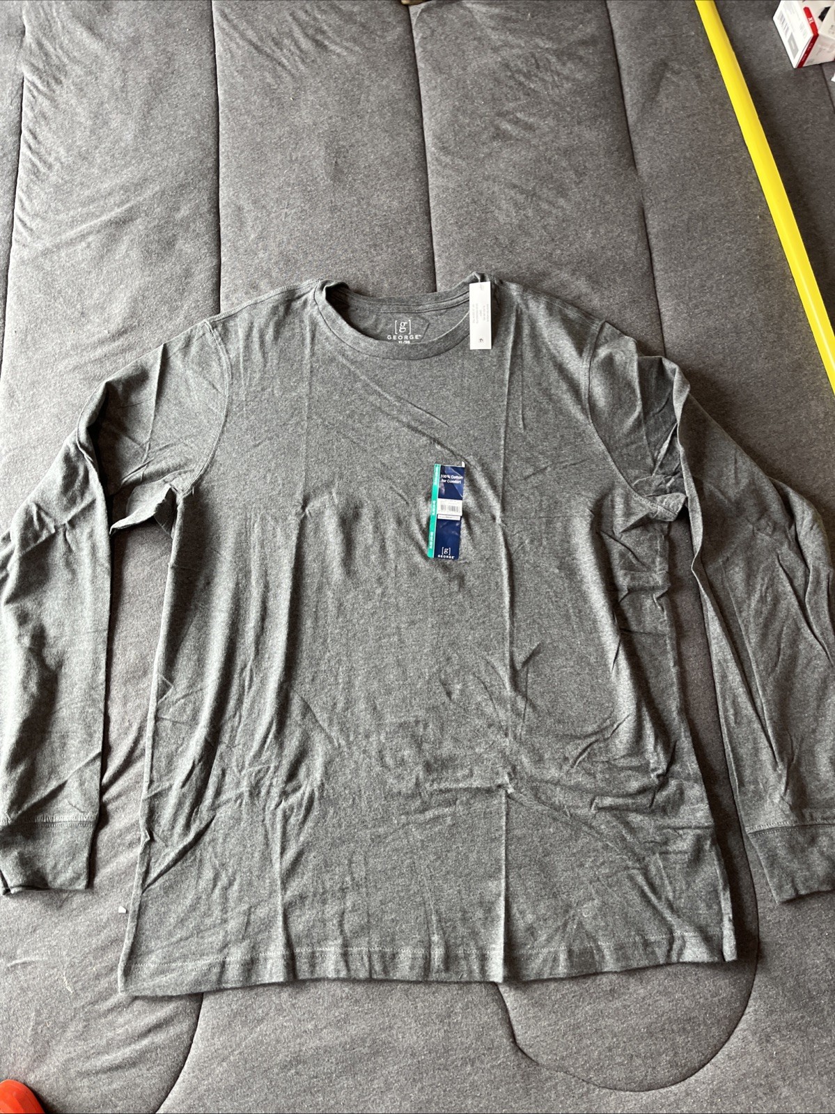 GEORGE Men’s Sz XL (46-48) Gray Crew Neck Long Sleeve T-Shirt NWT 100% Cotton