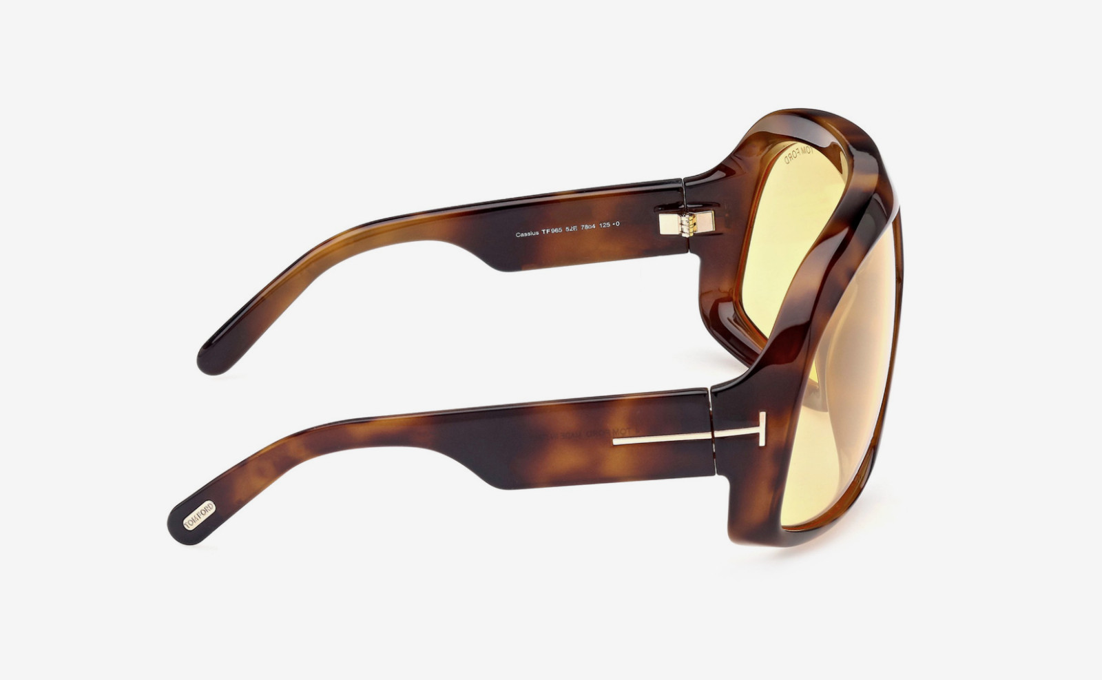 Tom Ford TF965 52E Cassius Oversized Aviator Sunglasses in Tortoise/Yellow Lens