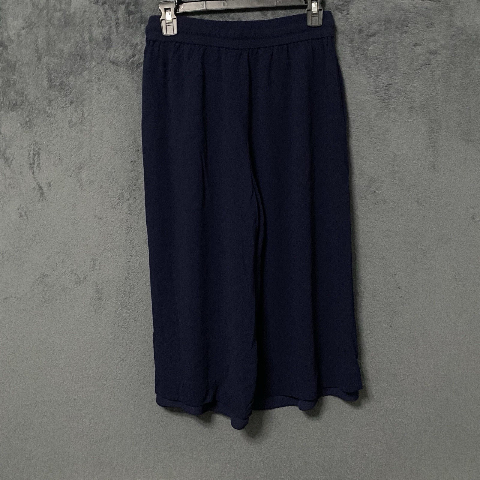 Aritzia Babaton Pants Womens M Blue Wide Leg Cropped Culottes Pull On Pockets