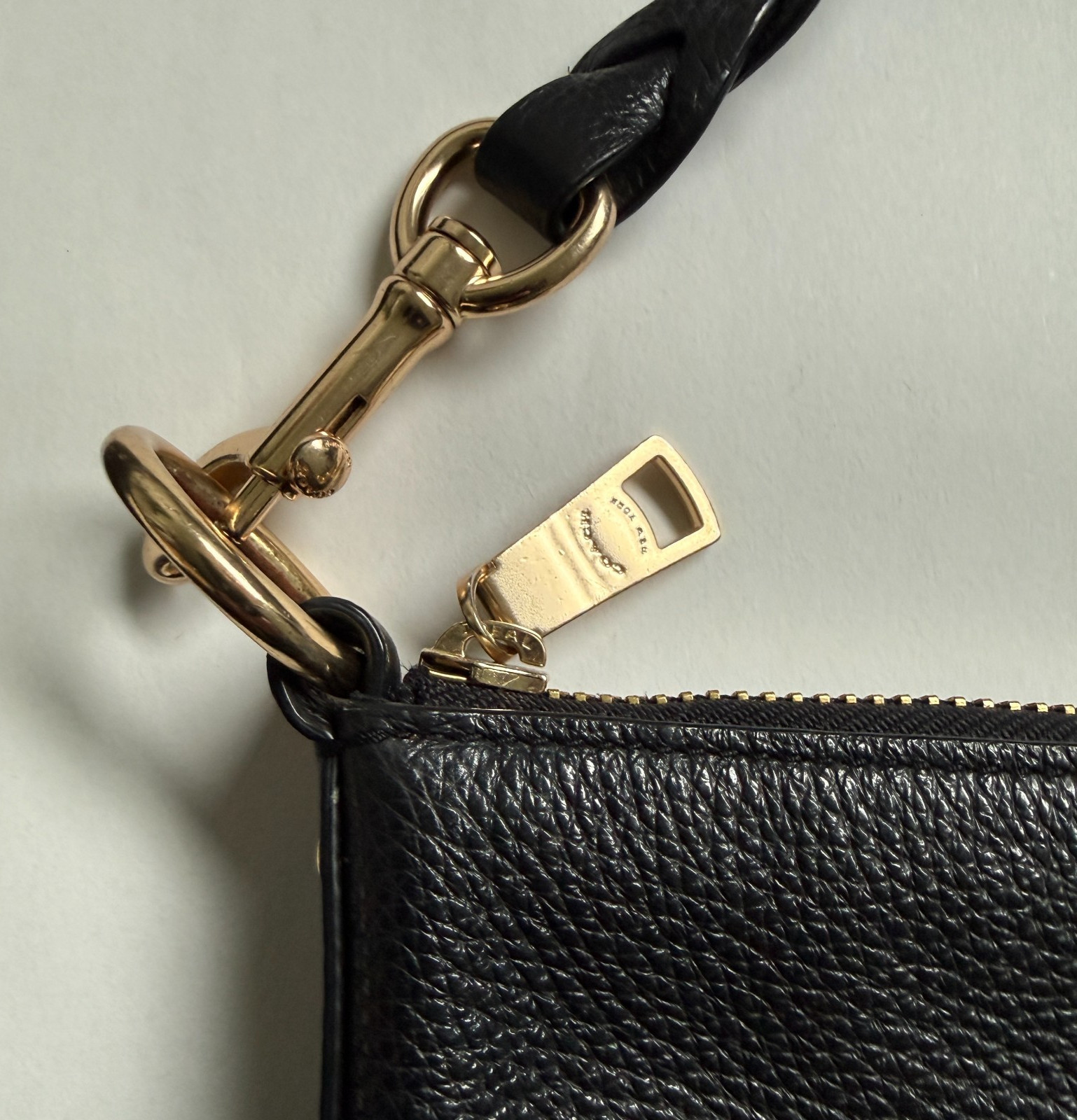 Coach Shoulder Bag Abby Duffle Pebbled Leather Bag w/Charm Black Very Nice EUC