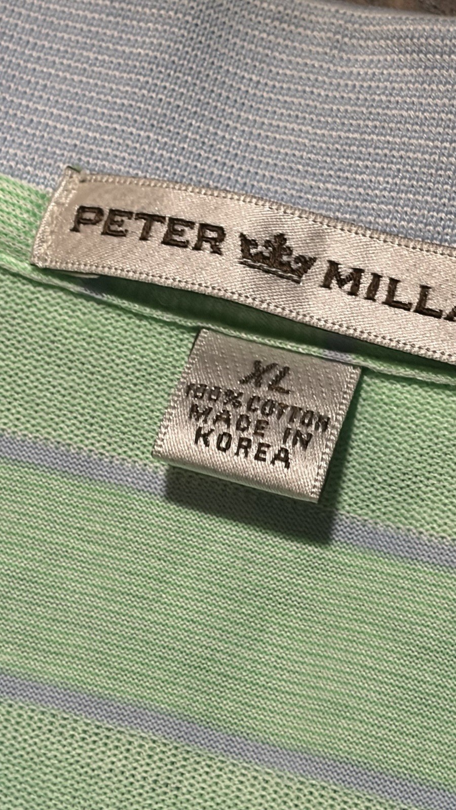 Peter Millar Polo Shirt Mens XL Green Purple Stripe Waterville Club Golf