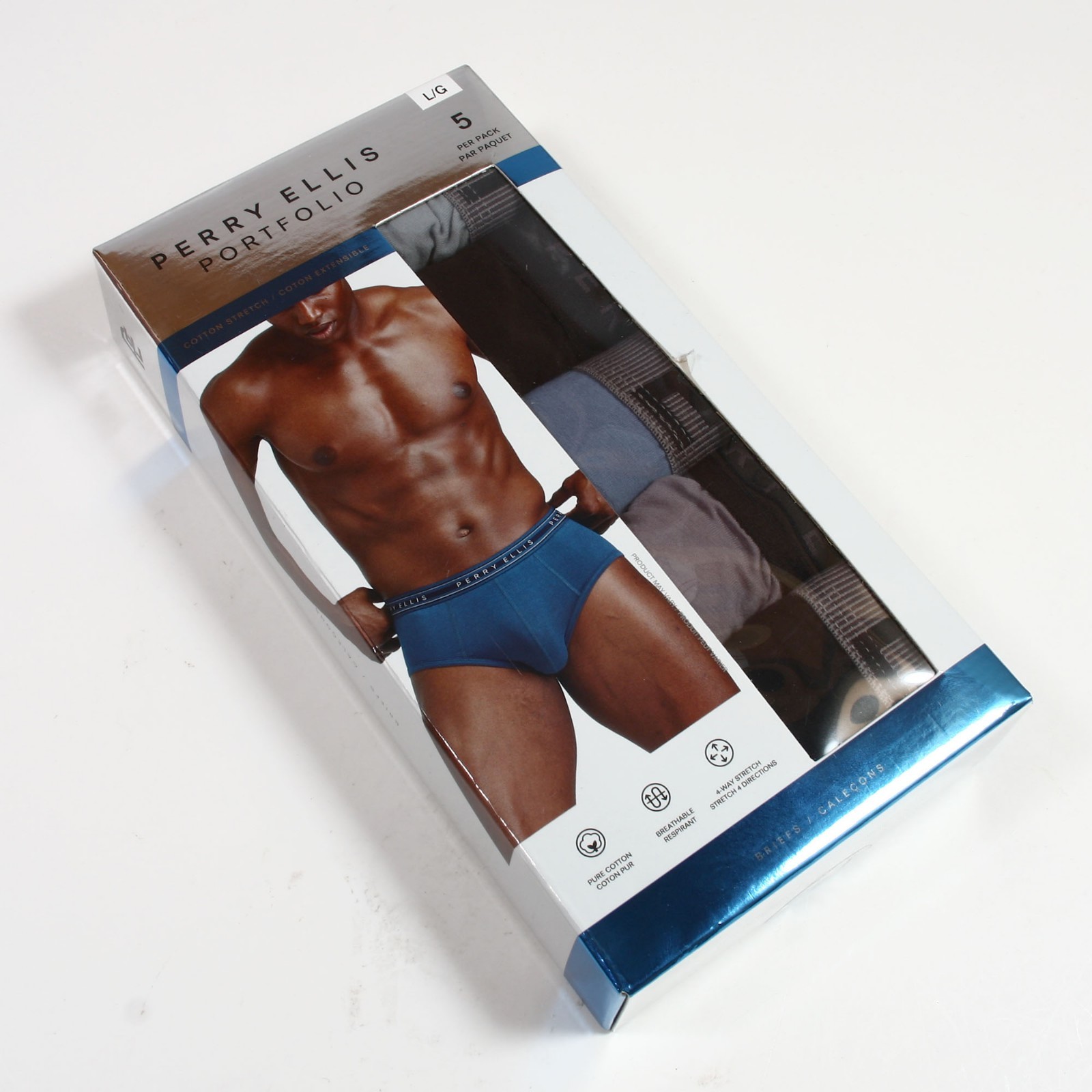 Perry Ellis Portfolio Men’s 5-Cotton Briefs Size L (36-38)