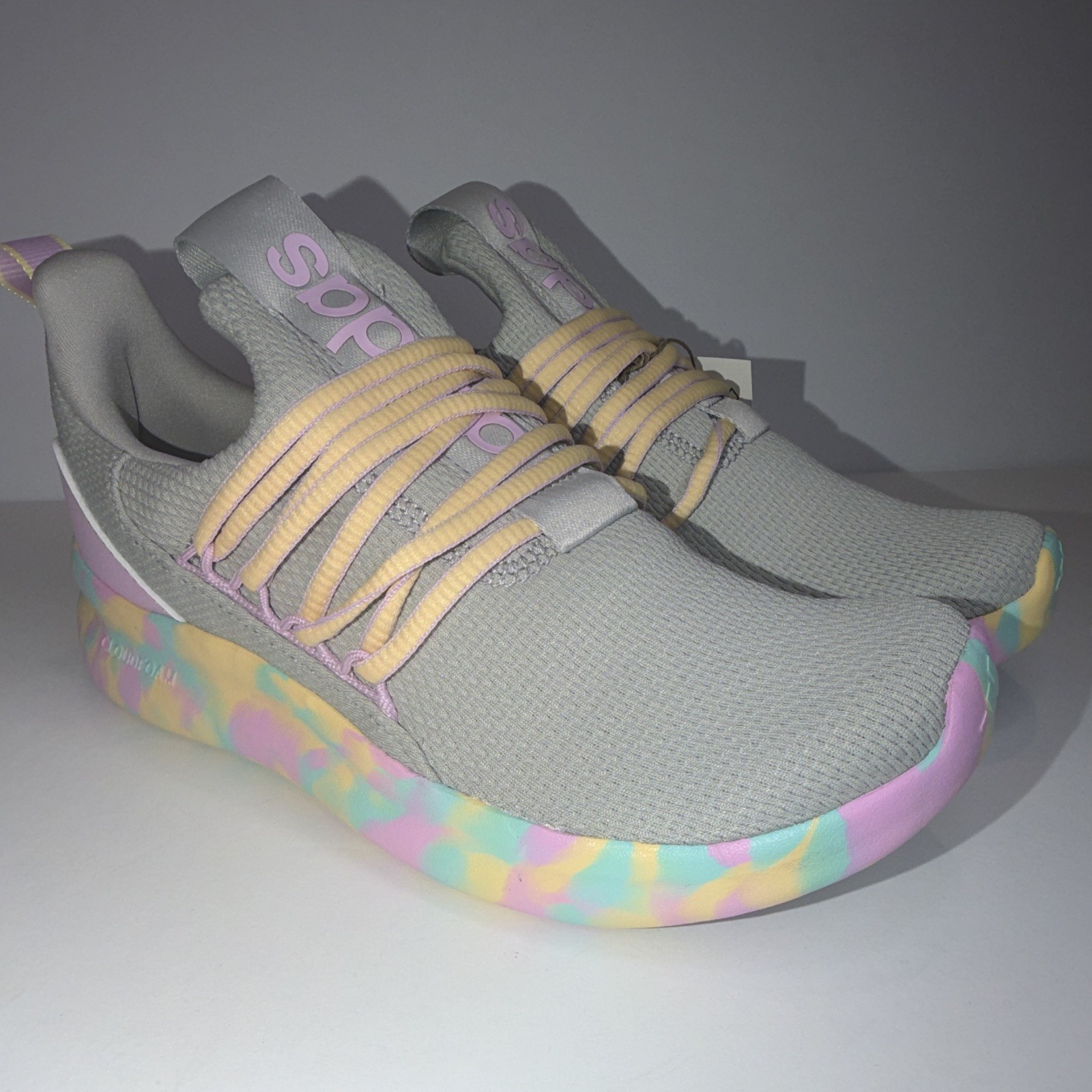 adidas Lite Racer Adapt 7.0 K Slip On Gray/Purple/Multicolor Kids 4.5 KI9256