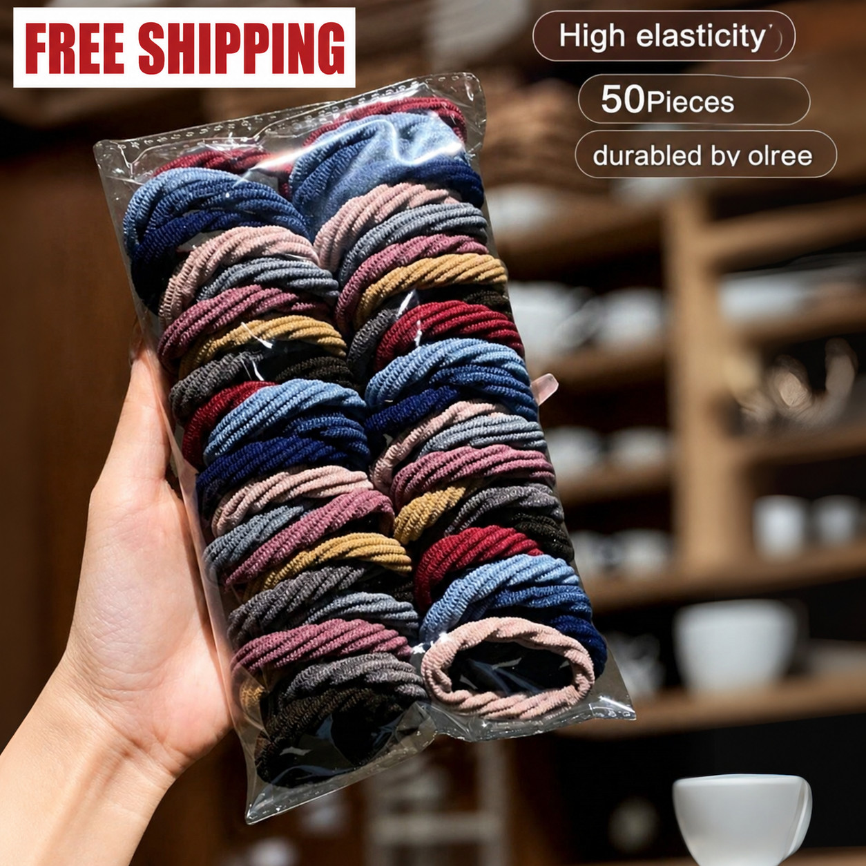 50pcs Girl Mixed Color Simple Hair Ties Hair Accessories for Women