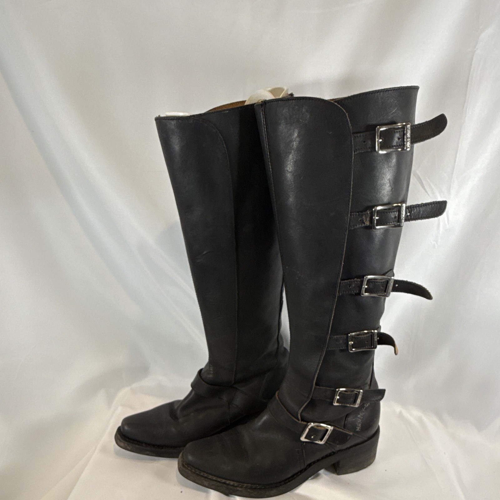 Harley Davidson, Tall Harness Boots, Black Women’s Size 7 1/2 Made In Italy ￼