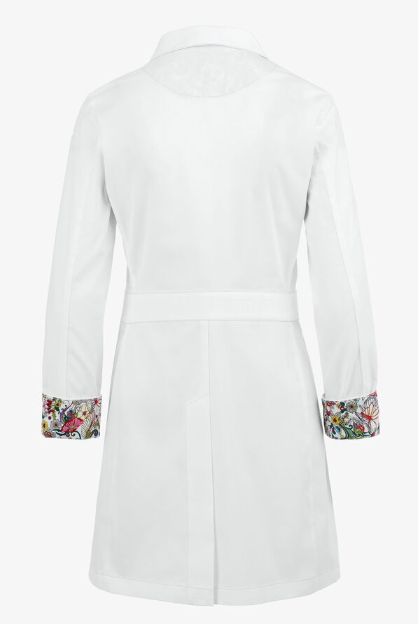 KOI FINE TWILL WOMENS 35 ¾” 4-POCKETS LAB COAT IN WHITE IN ALL SIZES STYLE # 491