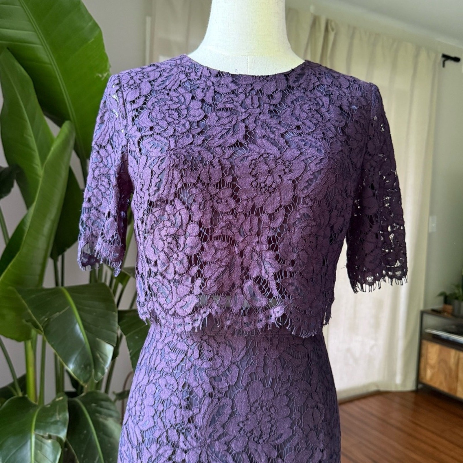 💜 ASOS Lace Overlay Two-Piece Midi Dress – Size US 4