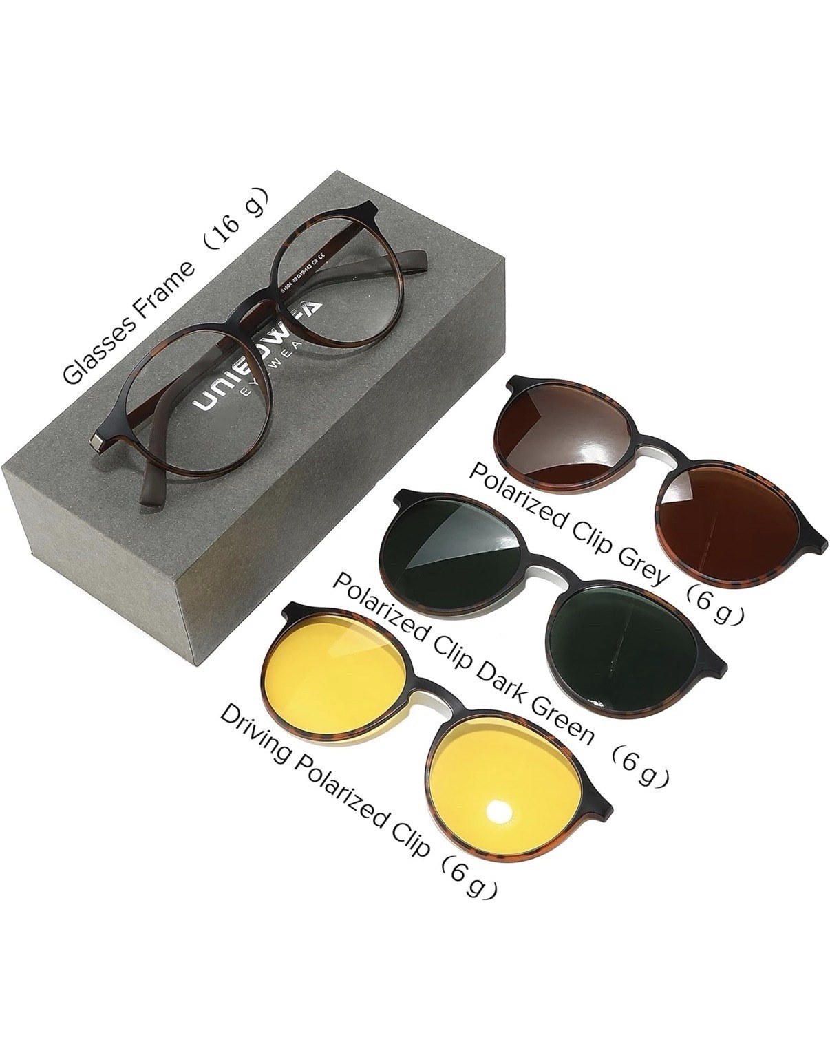 Retro Round Glasses Frame 3 in 1 Polarized Magnetic Clip-on – Easy Transition