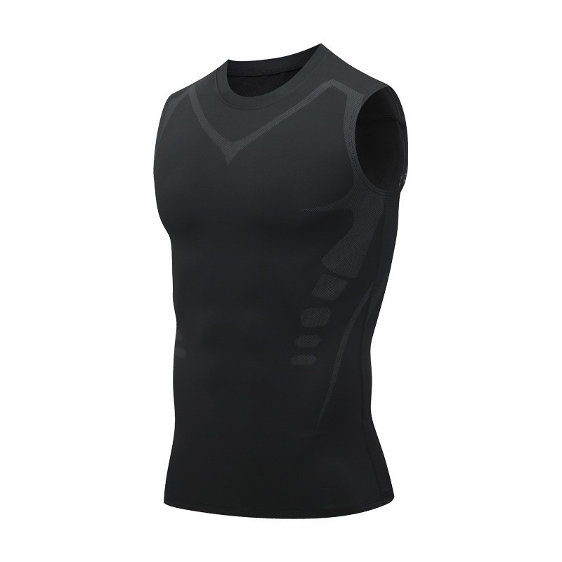 Men Compression Shirt Version Ionic Shaping Sleeveless Vest Sport Tank Top S-2XL