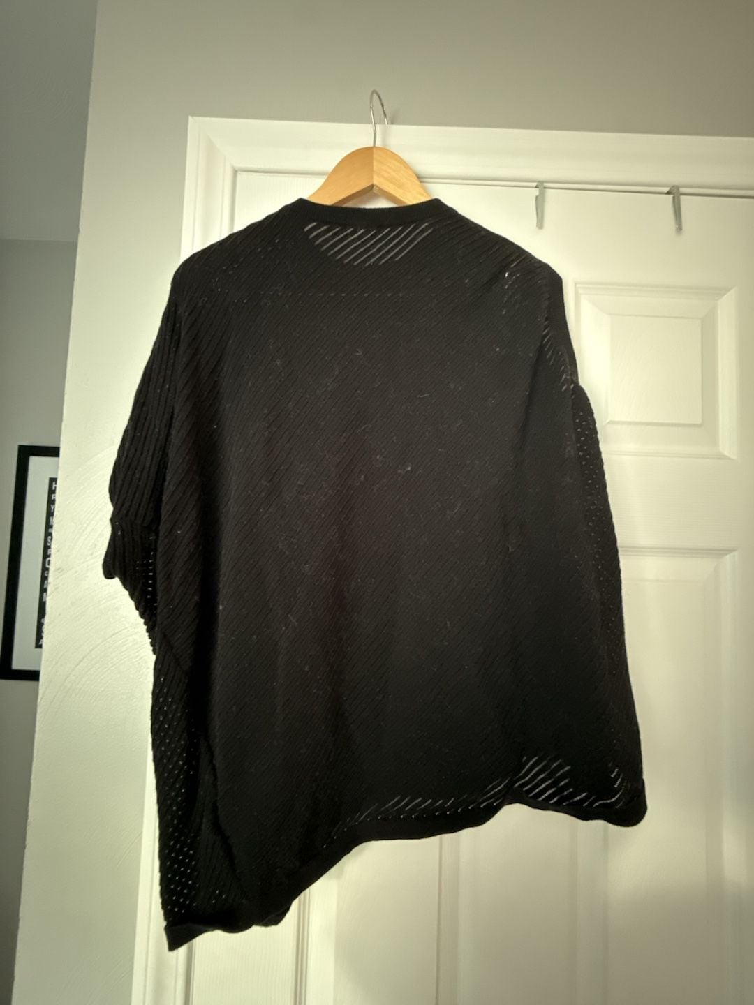 AllSaints Grid Tee Asymmetric Mesh Knit Top