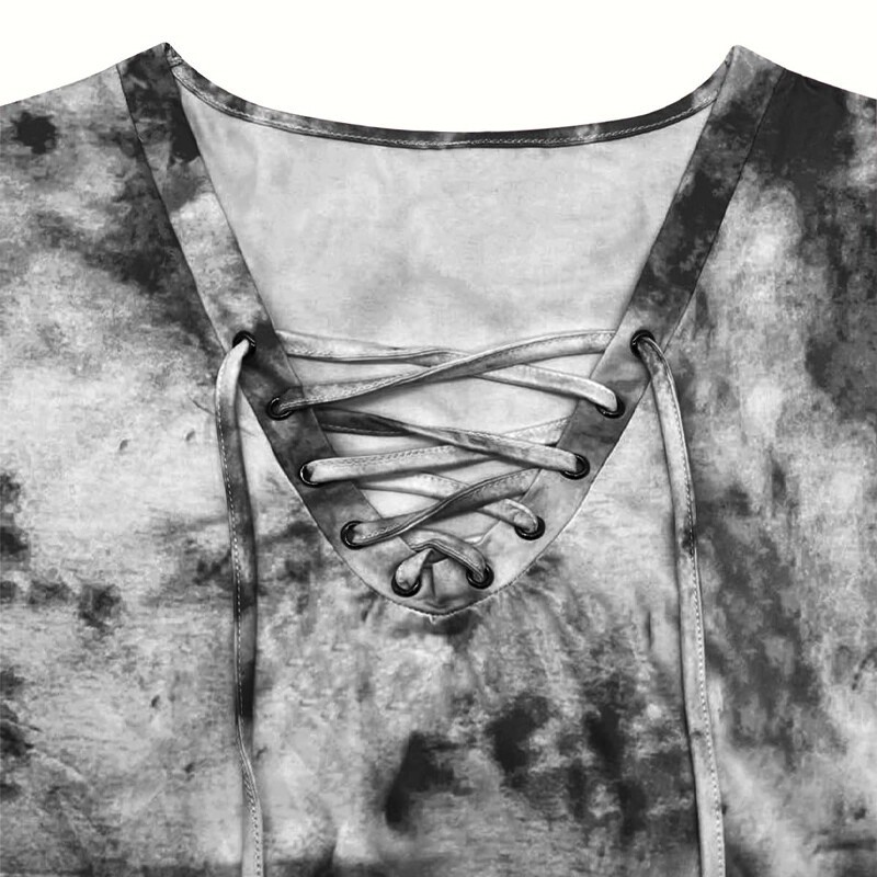 Plus Size Women’s Short Sleeved Tie Dye T-Shirt Loose Oversized Top V-neck Tops