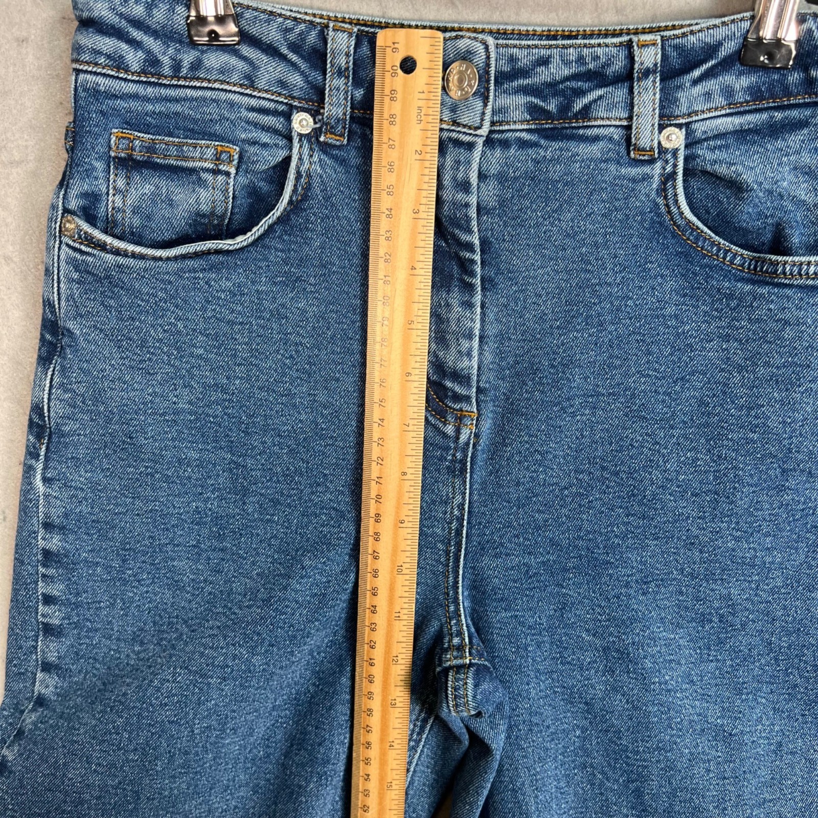 NA-KD Art High-Waisted Straight-Leg Denim Jeans Womens Size 34 Blue