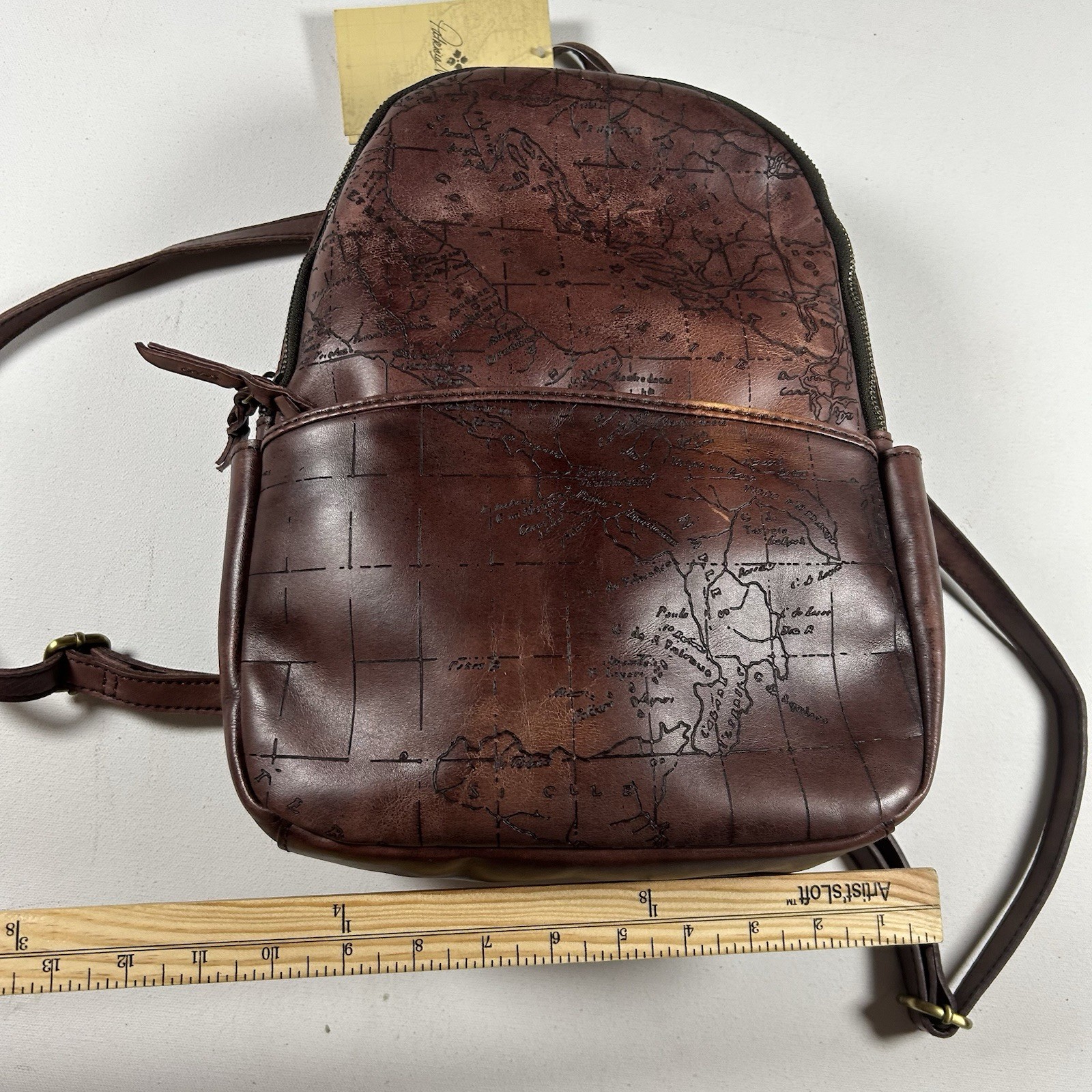 NWT Patricia Nash ITALIAN Leather Map Countries Western Backpack + Dust bag