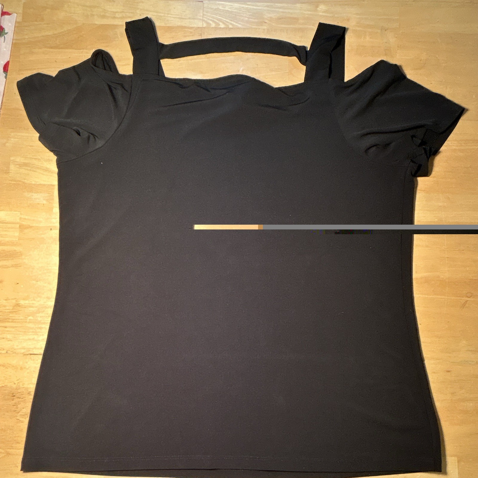 INC International Concepts Women’s Black Square Neck Cold Shoulder Top L