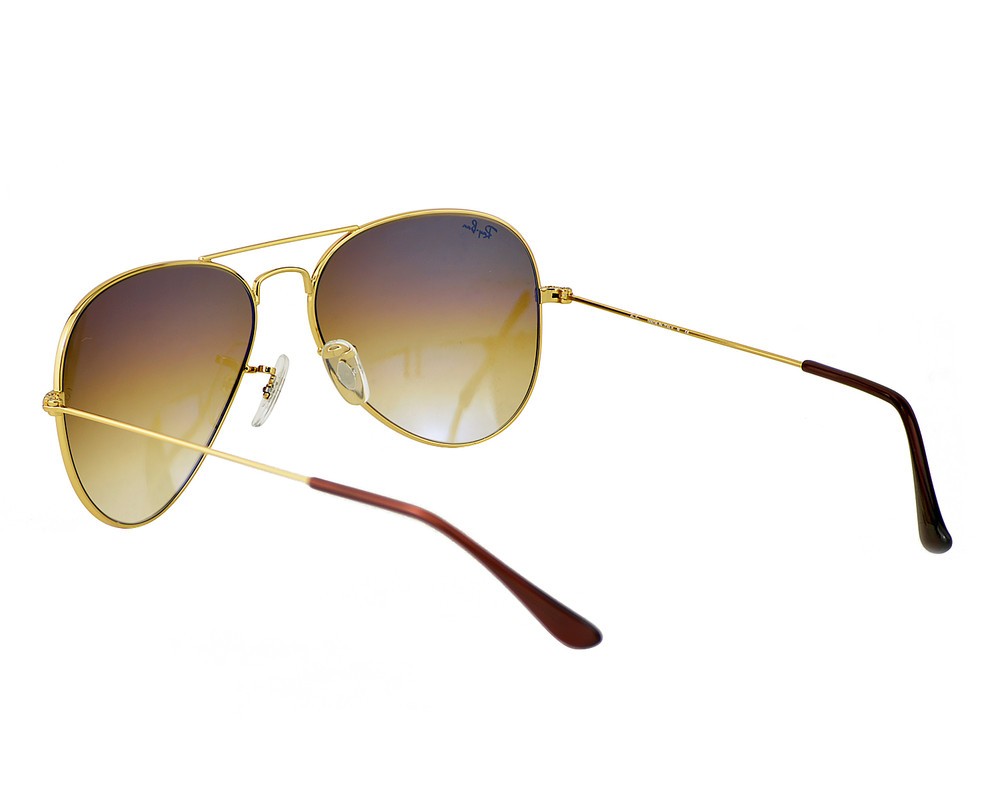Ray-Ban RB3025 Aviator Gradient Gold Frame Light Brown Lenses 58mm Unisex