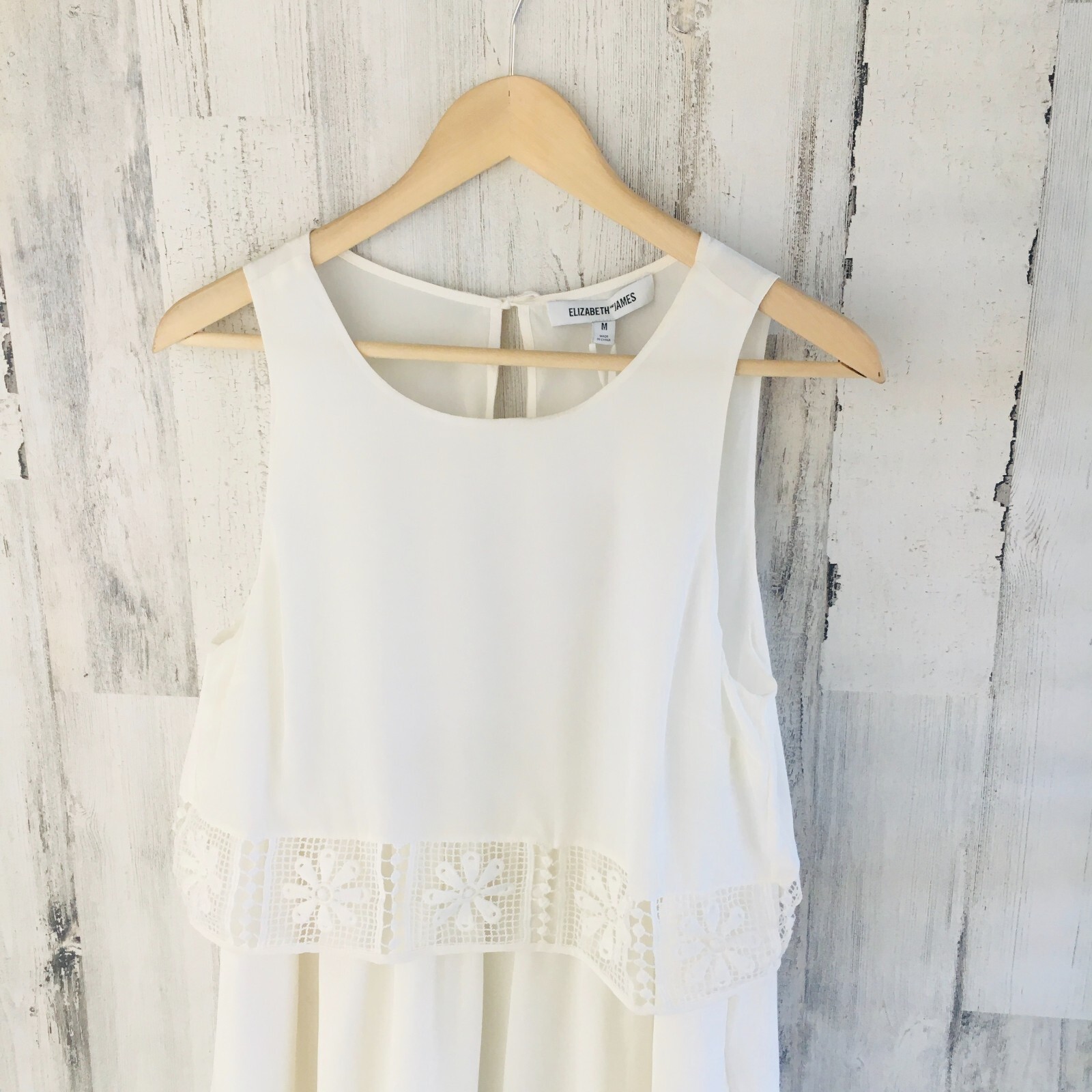 NWT $395 Elizabeth and James Callei Layered Mini Silk Dress Crochet Trim Ivory M