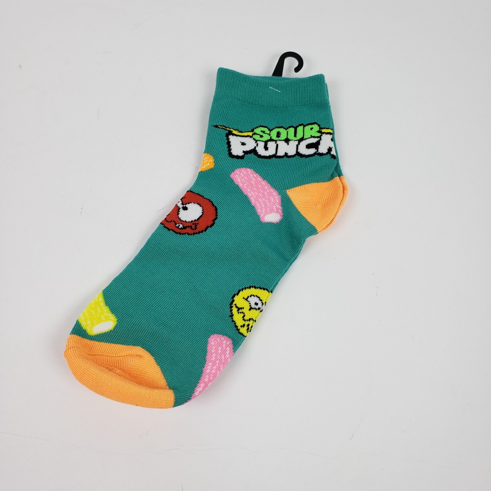 Sour Punch Mens One Size Teal Tropical Blends Novelty Graphic Quarter Crew Socks