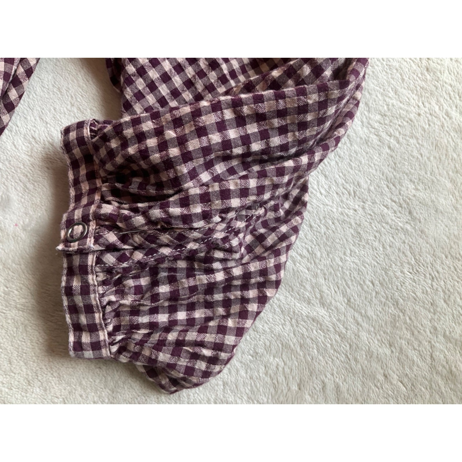 Aerie Sz Small Top Oversized Burgundy/Pink Long Sleeve Plaid Boho Modal Cotton