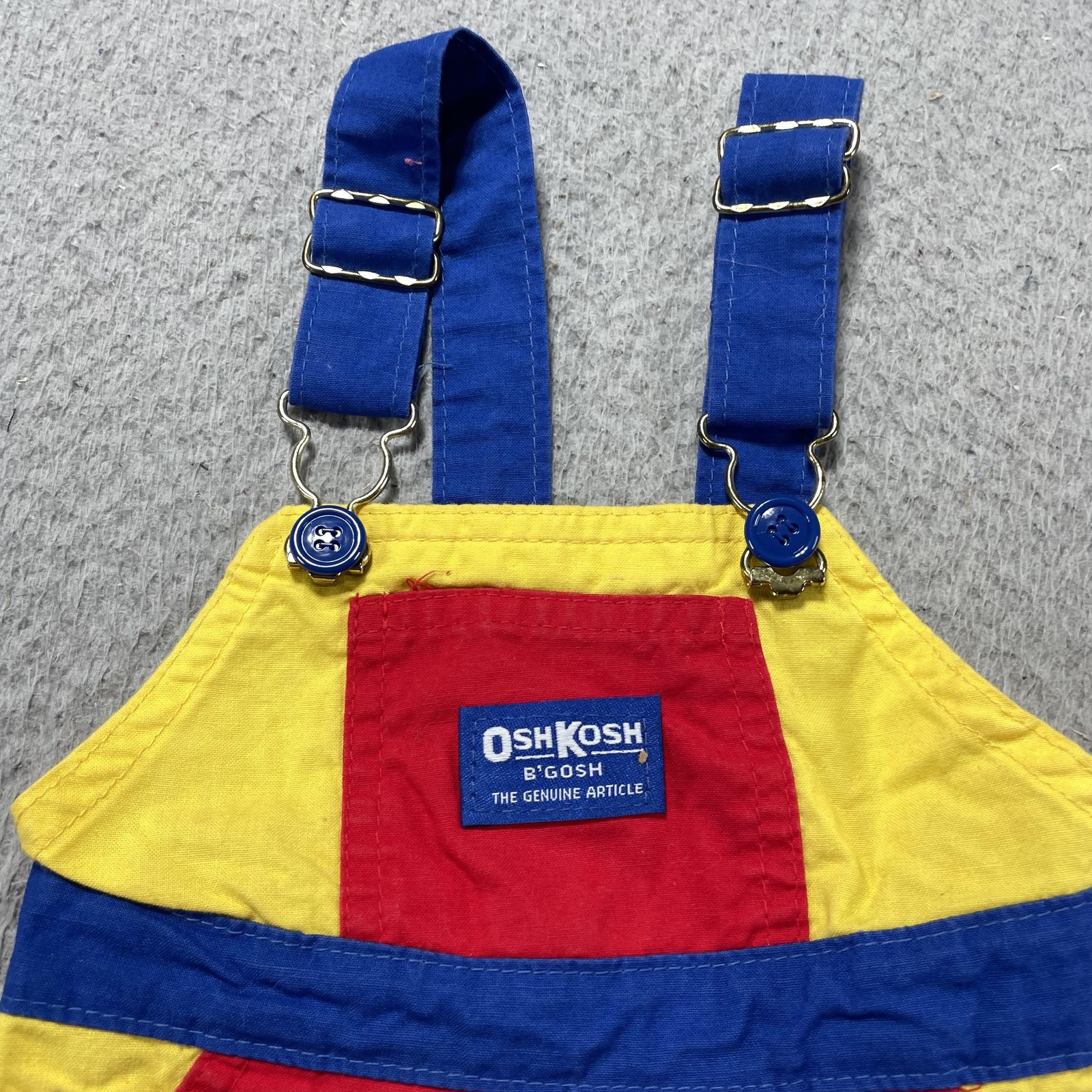 VTG 80s OshKosh B’gosh Bib Overalls Infant Boys 6-9M Multicolor Colorblock USA