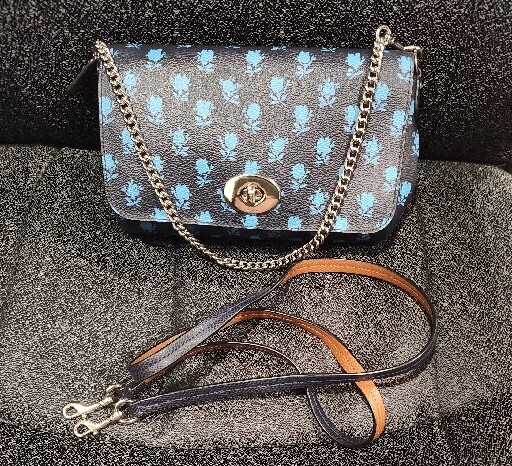 Coach Ruby Badlands Floral Mini Leather Crossbody 9″ Midnight Blue w/COA – MINT!