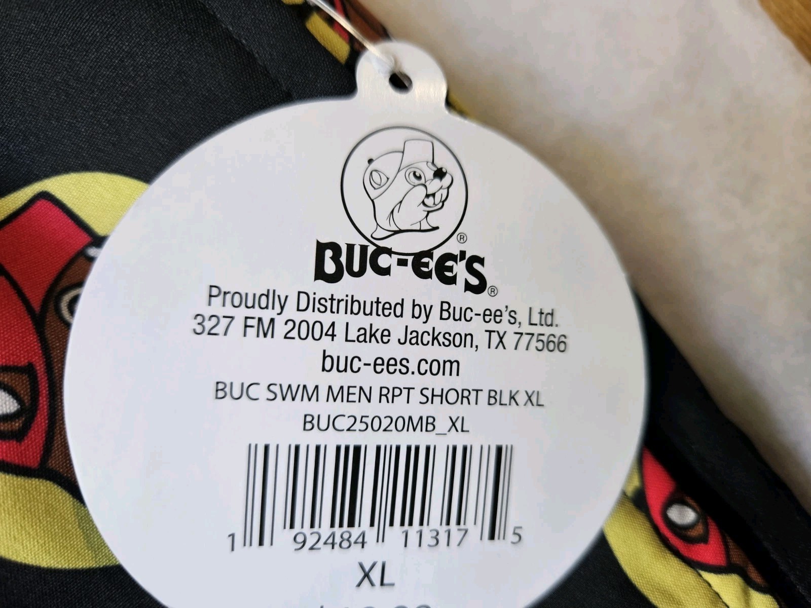 SIZE XL-XTRA LARGE Buc-ees Swim Black Trunks Shorts Mens Beaver Print Drawstring