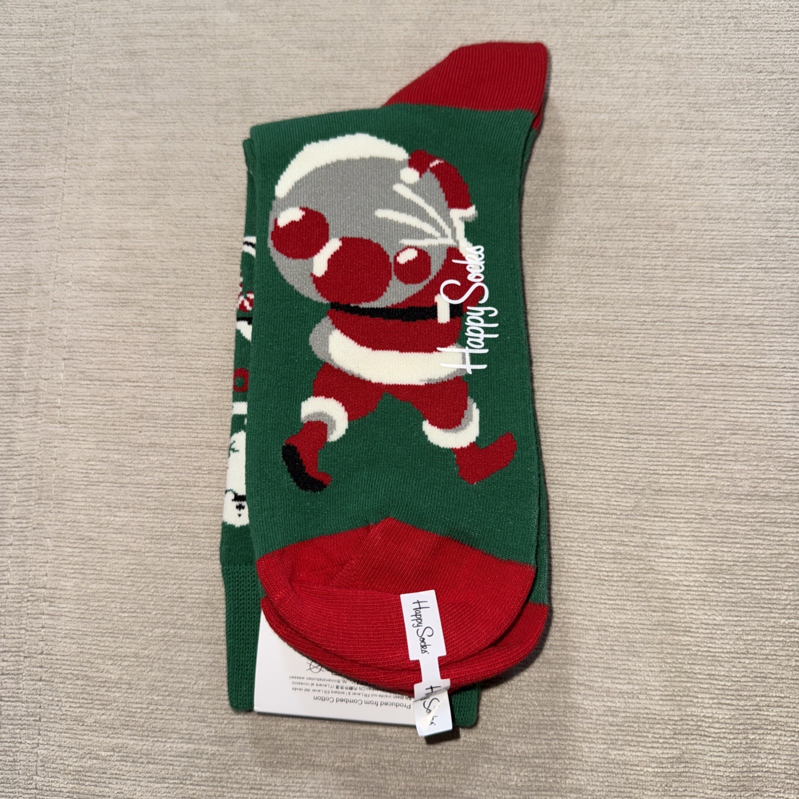 Happy Socks Men’s/Unisex Classic Crew Socks, Christmas Santa Socks Size 8-12