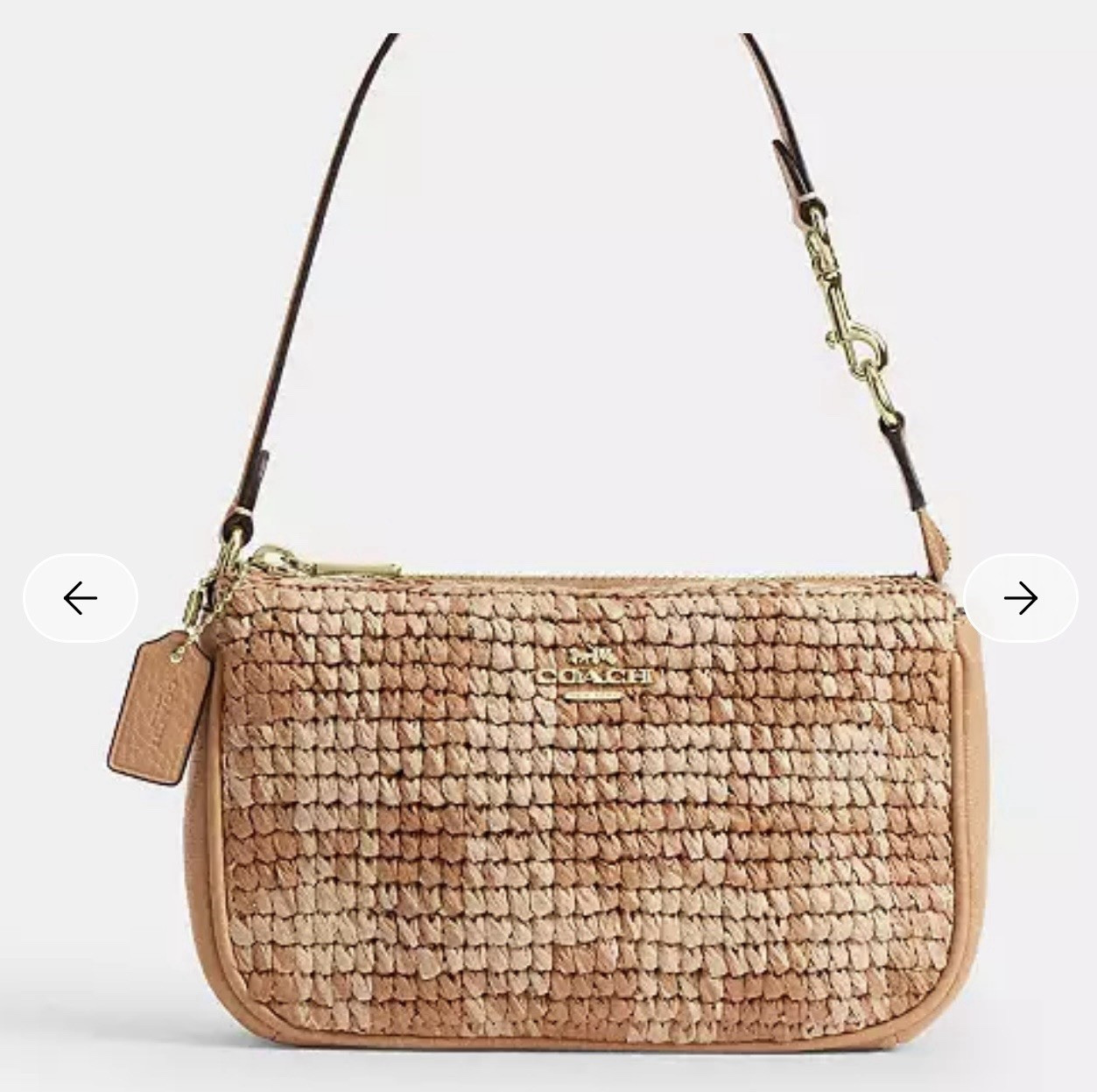 Coach Nolita 19 Gingham Straw Small Shoulder Bag Zip Closure with Gold Details