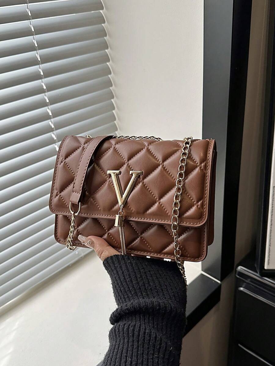 Mini Chevron Flap Square Bag Women Chain Crossbody Adjustable Shoulder Purse
