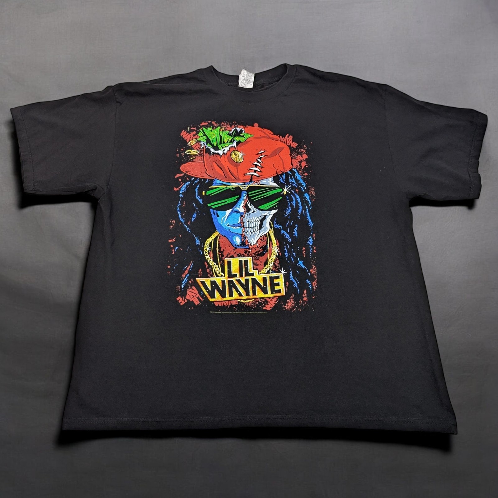 Lil Wayne Rap Tee XXL Black Graphic Skeleton Shirt Hip Hop 2013