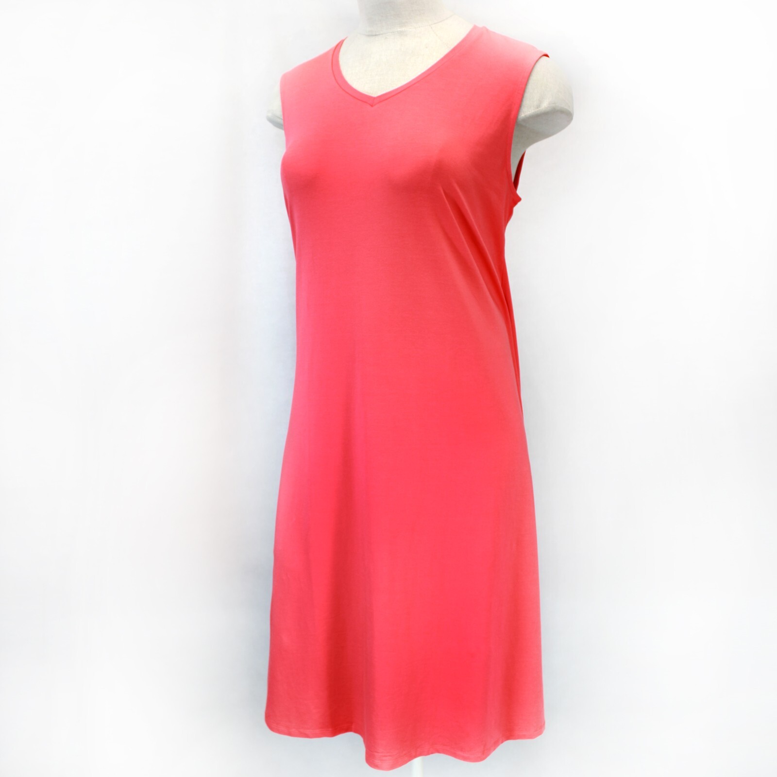Eileen Fisher Plus Size Watermelon Fine Jersey V-Neck Sleeveless Midi Dress 1X