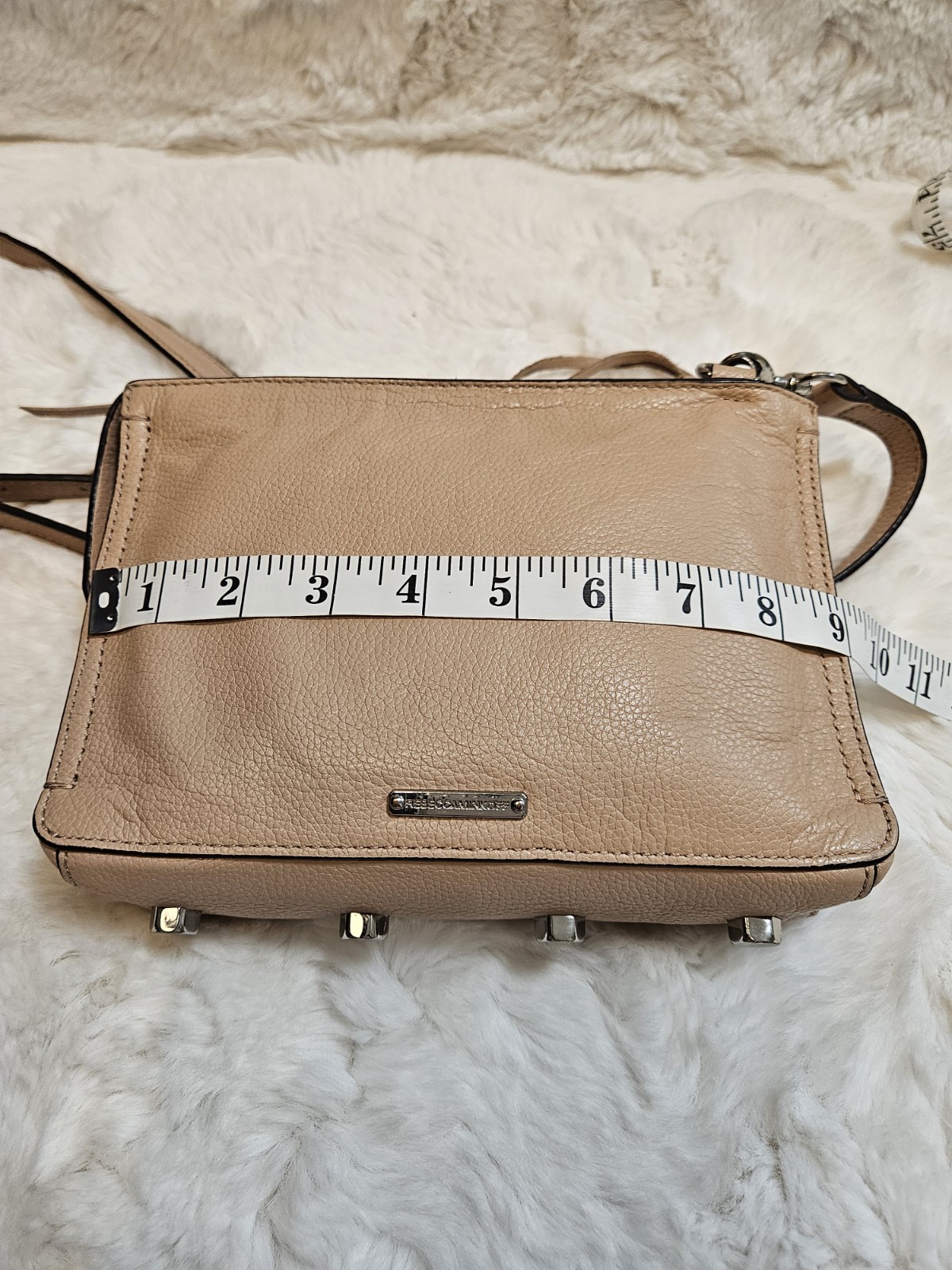 Rebecca Minkoff M.A.C. Morning After Clutch Crossbody Nude Pebbled Leather