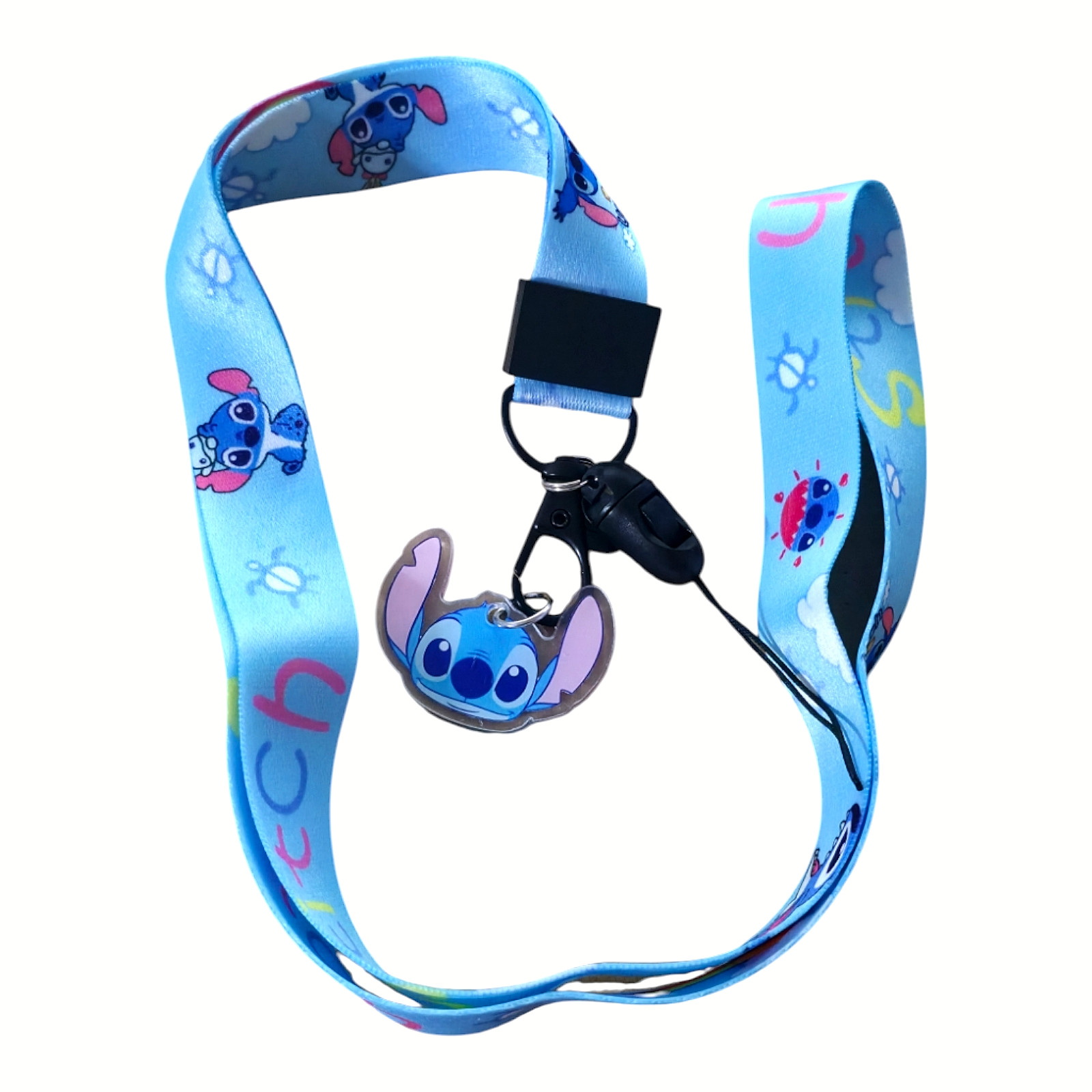 Disney Stitch Lilo And Stitch Cartoon Character Blue Lanyard ID Badge Holder NEW